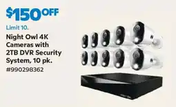 Sam's Club Night Owl 4K Cameras with 2TB DVR Security System offer