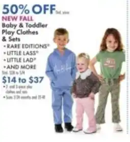 Boscov's Rare Editions, Little Lass, Little Lad, and more baby & toddler play clothes & sets offer