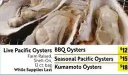Lucky Supermarkets Live Pacific Oysters BBQ Oysters offer