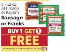 Harris Teeter Al Fresco Sausage or Franks offer