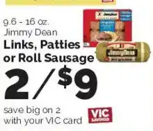 Harris Teeter Jimmy Dean Links, Patties or Roll Sausage offer