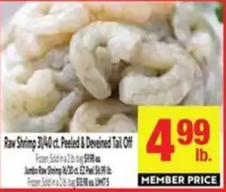 Lucky Supermarkets Raw Shrimp 31/40 ct. Peeled & Deveined Tail Off offer