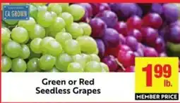 Lucky Supermarkets Green or Red Seedless Grapes offer