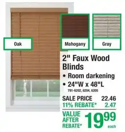 Menards 2" Faux Wood Blinds offer