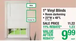 Menards 1" vinyl blinds offer