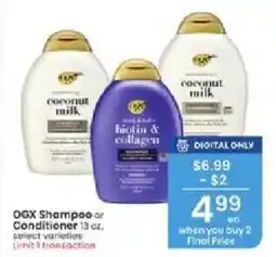 Albertsons OGX Shampoo or Conditioner offer