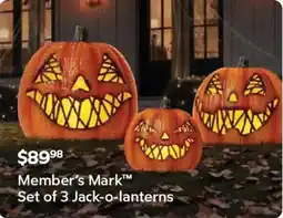 Sam's Club Member's Mark Set of 3 Jack-o-lanterns offer