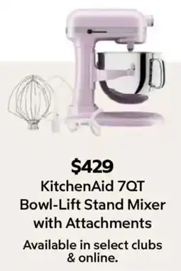 Sam's Club KitchenAid 7qt Bowl-Lift Stand Mixer with Attachments offer
