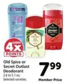 Vons Old Spice or Secret Outlast Deodorant offer