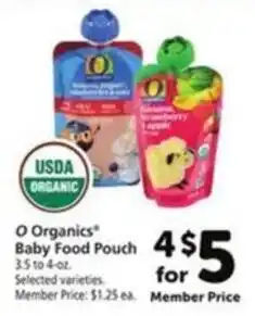 Vons O Organics Baby Food Pouch offer
