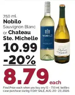 Harris Teeter Nobilo Sauvignon Blanc or Chateau Ste. Michelle offer