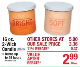 Menards Pure 2-wick candle offer