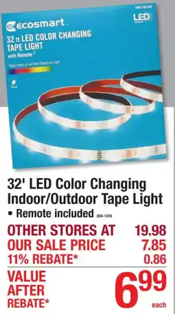 Menards Ecosmart 32' LED Color Changing Indoor/Outdoor Tape Light offer