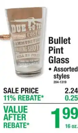 Menards Bullet Pint Glass offer