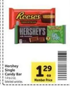 Vons Hershey Single Candy Bar offer
