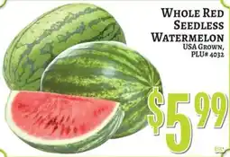 Trade Fair Supermarket Whole Red Seedless Watermelon offer