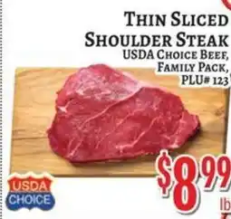 Trade Fair Supermarket Usda choice beef thin sliced shoulder steak offer
