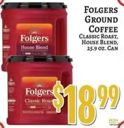 Trade Fair Supermarket Folgers ground coffee classic roast house blend offer