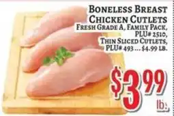 Trade Fair Supermarket Boneless Breast Chicken Cutlets offer