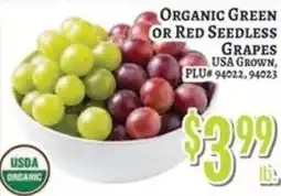 Trade Fair Supermarket Organic Green or Red Seedless Grapes offer