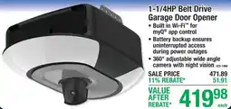 Menards 1-1/4Hp Belt Drive Garage Door Opener offer