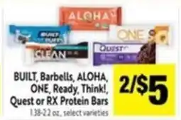 Lucky Supermarkets Built, BarBells, Aloha, One, Ready, Think!, Quest or Rx Protein Bars offer