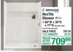 Menards Briggs Bath NexTile Shower offer