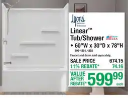 Menards Lyons Linear Tub/Shower offer