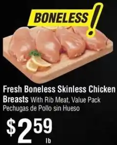 Smart & Final Fresh Boneless Skinless Chicken Breasts With Rib Meat offer