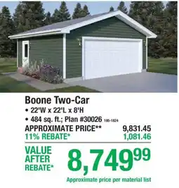 Menards Boone Two-Car offer