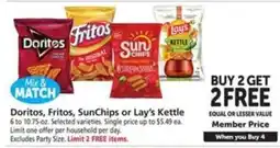 Vons Doritos, Fritos, SunChips or Lay's Kettle offer