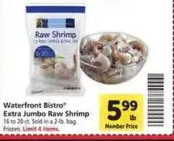 Vons Waterfront Bistro extra jumbo raw shrimp offer