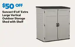 Sam's Club Suncast 6'x4' Extra Large Vertical Outdoor Storage Shed with Shelf offer