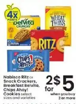 Nabisco Ritz or Snack Crackers, Breakfast BelVita, Chips Ahoy! Cookies select sizes and varieties