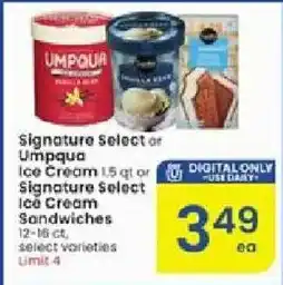 Albertsons Signature Select or Umpqua Ice Cream offer