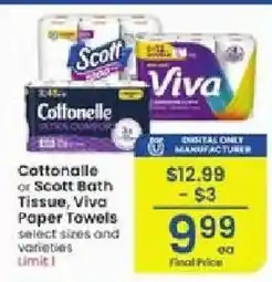 Albertsons Cottonelle or Scott Bath Tissue, Viva Paper Towels offer