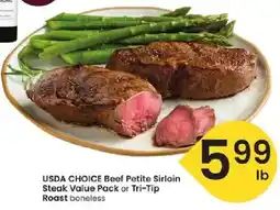 Albertsons Usda choice beef petite sirloin steak value pack or tri-tip roast boneless offer