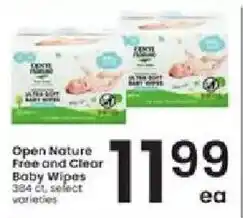 Albertsons Open Nature Free and Clear Baby Wipes offer