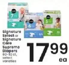 Albertsons Signature Select or Signature Care Supreme Diapers offer
