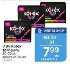 Albertsons U By Kotex Tampons offer