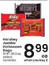 Albertsons Hershey Jumbo Halloween Bags offer