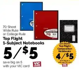 Harris Teeter Top Flight 1-Subject Notebooks offer