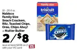 Harris Teeter Nabisco Family Size Snack Crackers, Ritz, Toasted Chips, Oreo, Chips Ahoy! or Nutter Butter offer