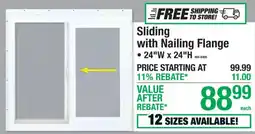 Menards Sliding with Nailing Flange offer