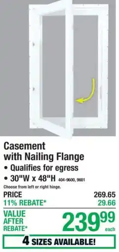 Menards Casement with Nailing Flange offer