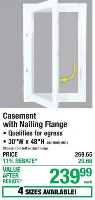 Casement with Nailing Flange