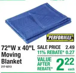 Menards Performax moving blanket offer