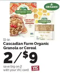 Harris Teeter Cascadian Farm Organic Granola or Cereal offer