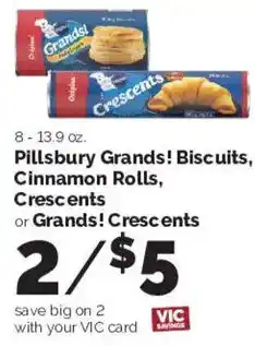 Harris Teeter Pillsbury Grands! Biscuits, Cinnamon Rolls, Crescents or Grands! Crescents offer