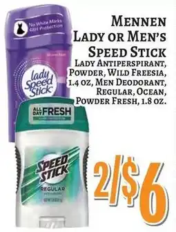 Trade Fair Supermarket Mennen lady or men's speed stick offer